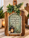 Christian Decorative Cutting Board with Joshua 24:15 Scripture, Rustic Faith Home Decor