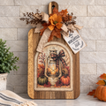 Fall Lantern Decorative Cutting Board with Pumpkins, Rustic Autumn Kitchen Decor