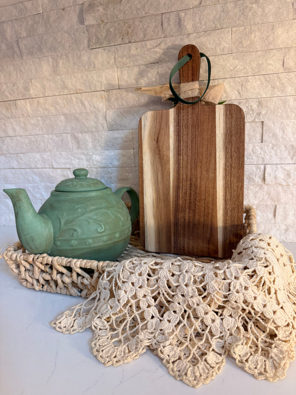 Personalized Hydrangea Decorative Cutting Board with Family Initial, Custom Kitchen Decor