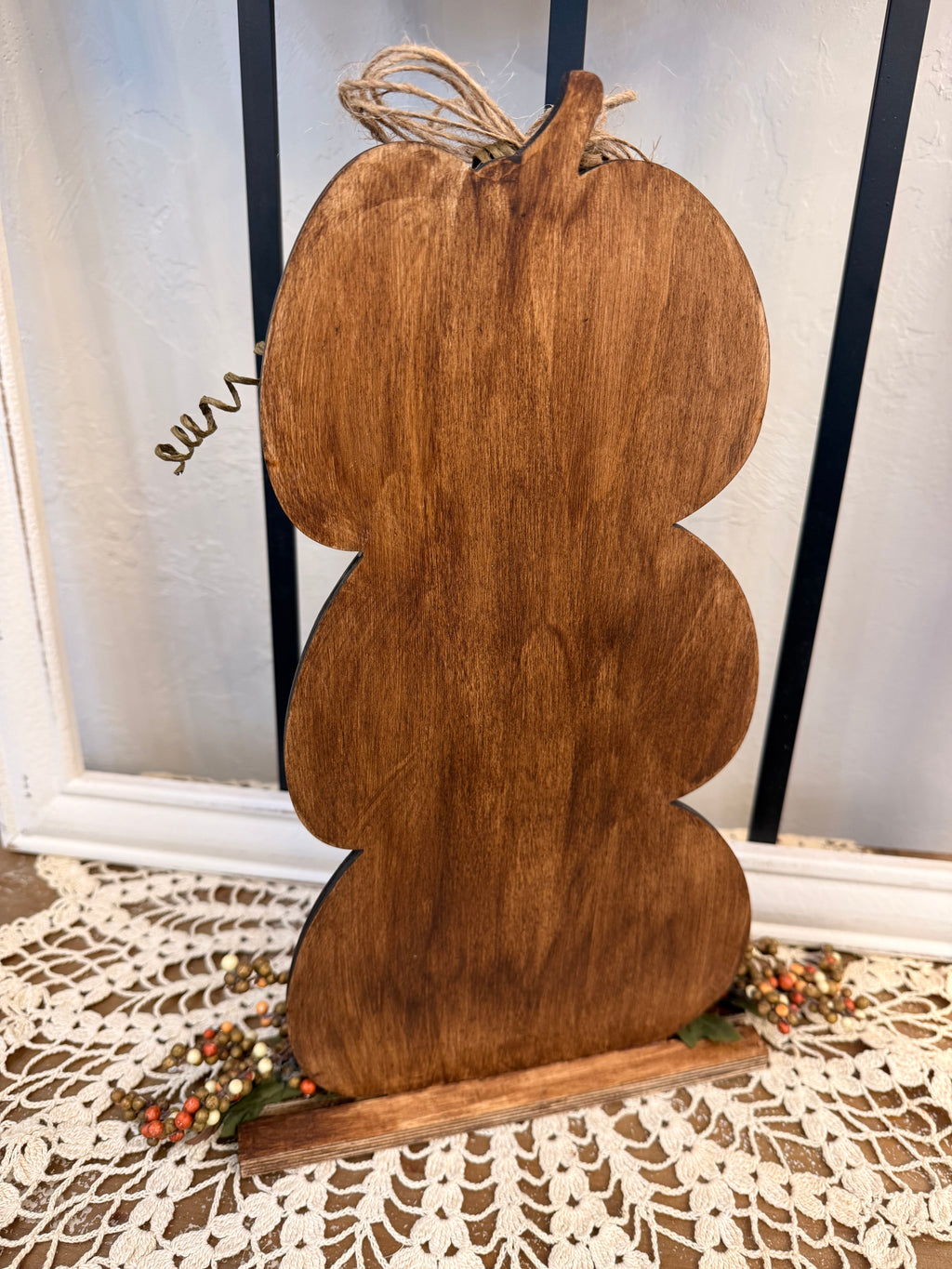 Three Tier Wood Pumpkin Stack with Damask Decoupage, Fall Shelf Decor