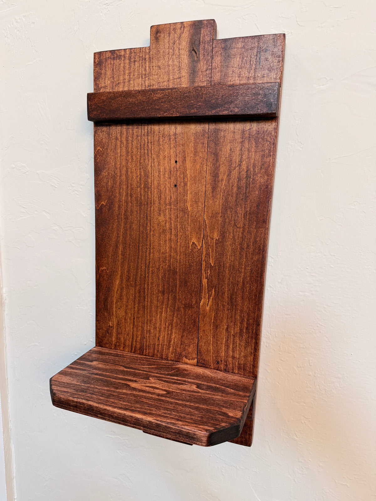 Large Rustic Handmade Wood Wall Sconce with Display Shelf, Lantern and Candle Decor Options