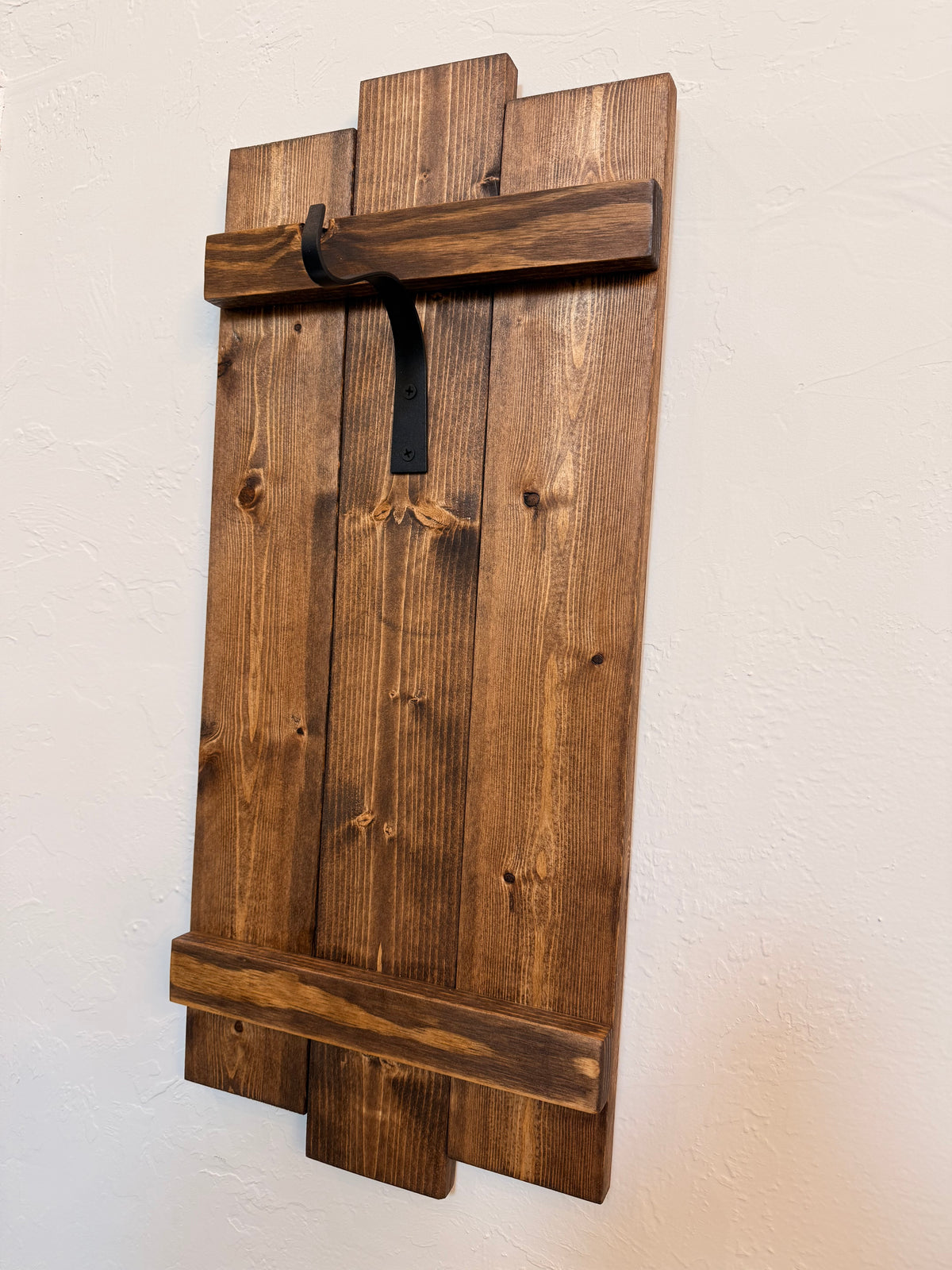 Large Rustic Handmade Wood Wall Sconce with Lantern Hook, Lantern and Candle Decor Options