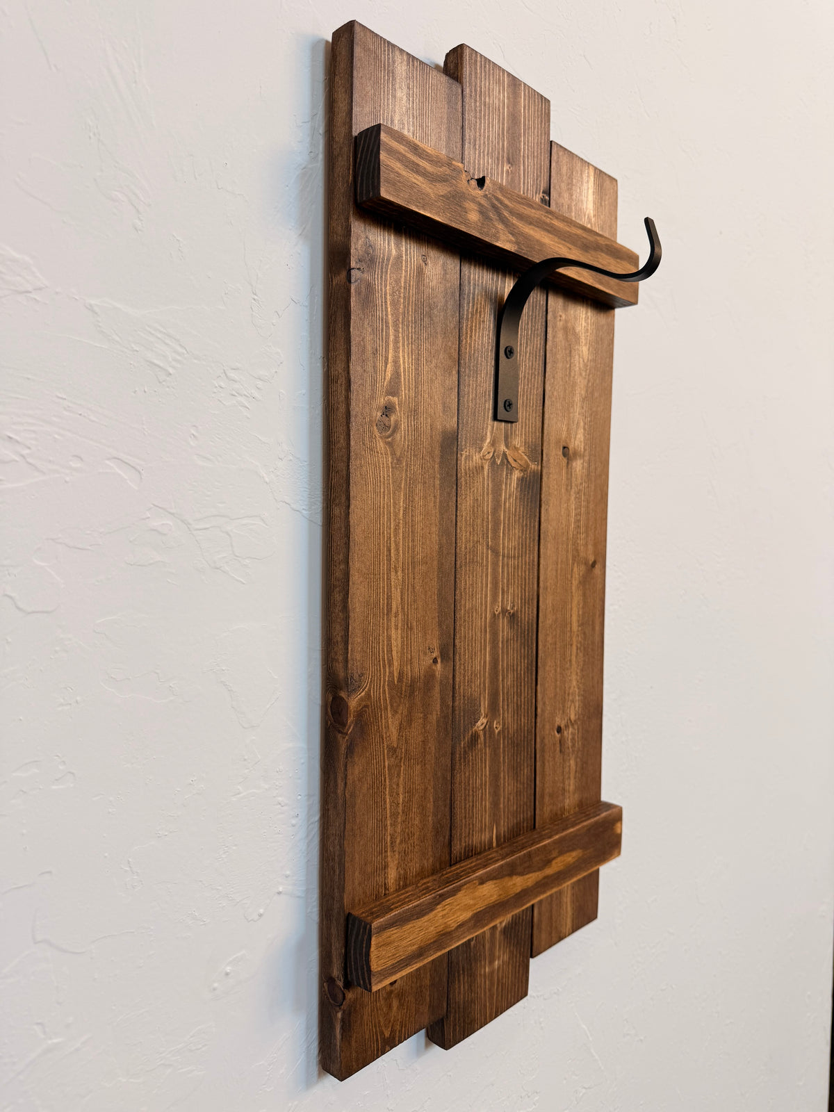 Large Rustic Handmade Wood Wall Sconce with Lantern Hook, Lantern and Candle Decor Options