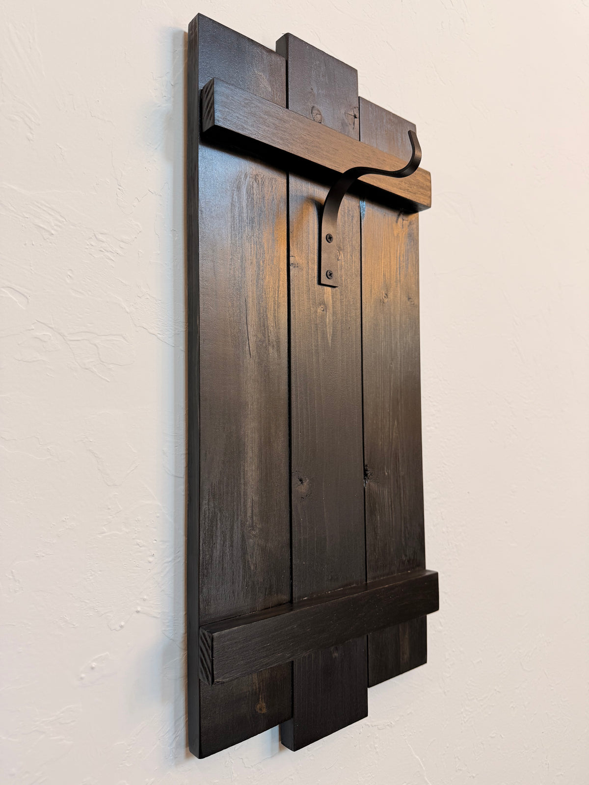 Large Rustic Handmade Wood Wall Sconce with Lantern Hook, Lantern and Candle Decor Options